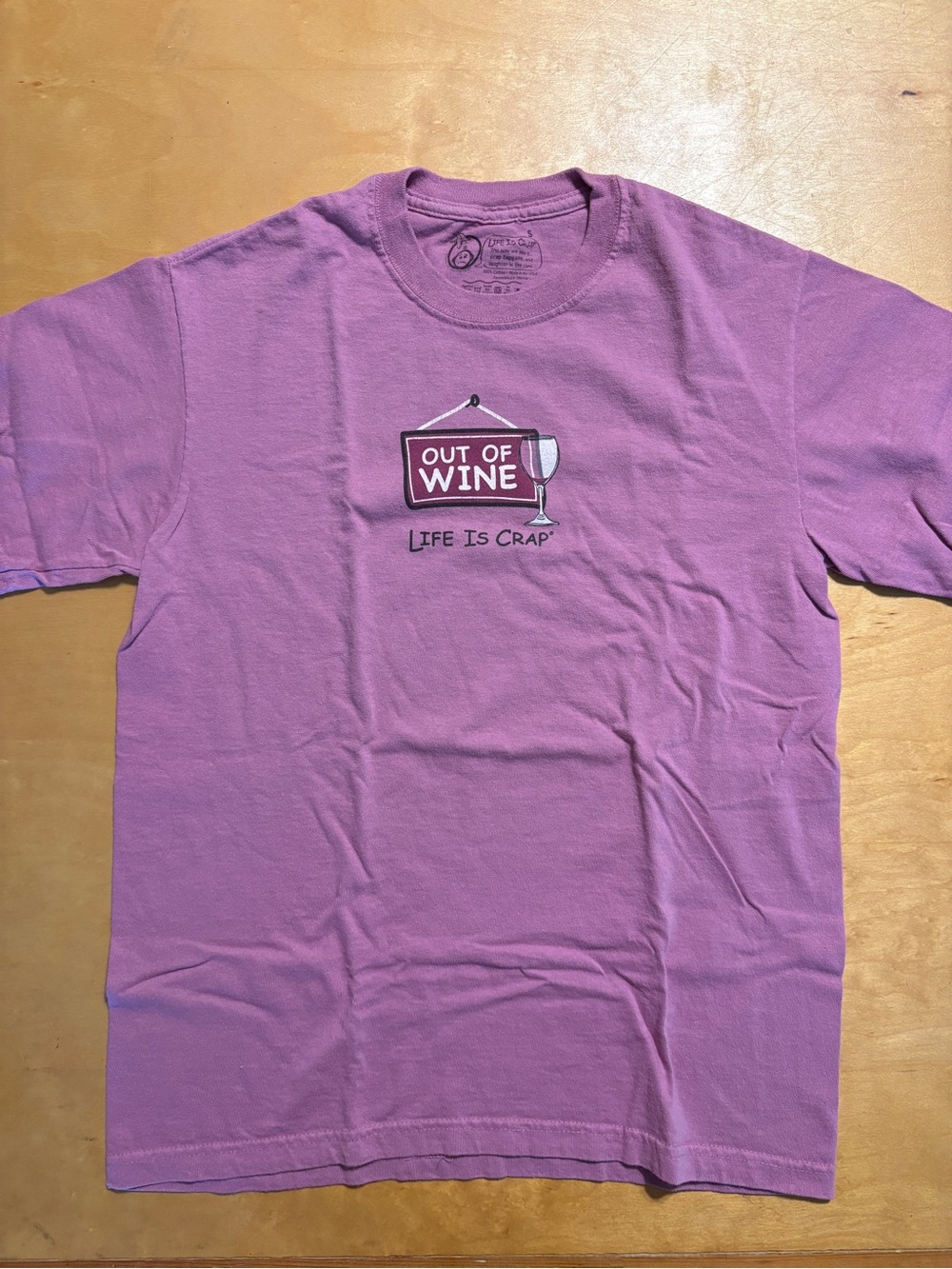 #59 - MUST GO! Women’s Out of Wine Life is Crap Purple Graphic T- Shirt small